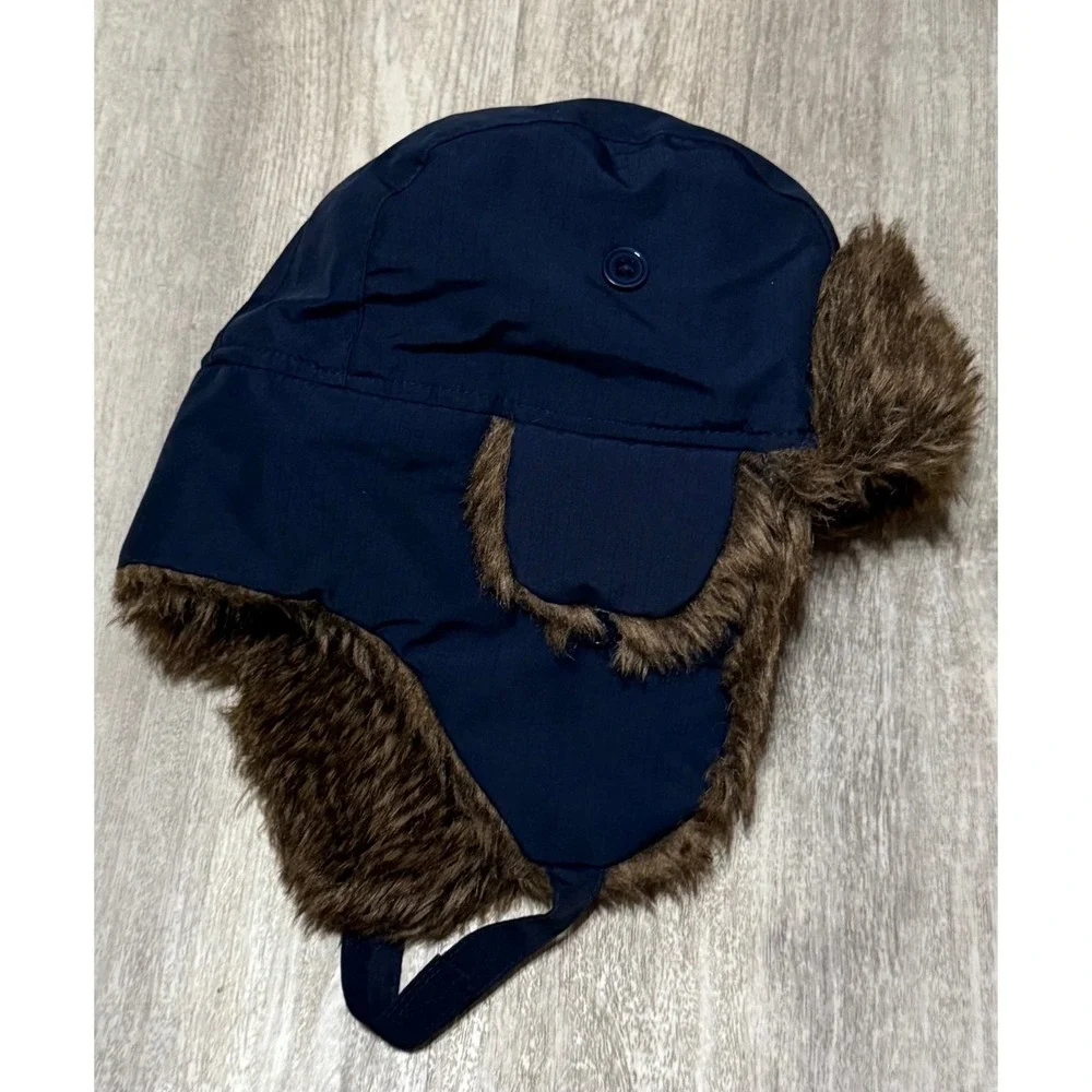 Boys Cable Knit Trapper Hat - Blue 8‎ large kids